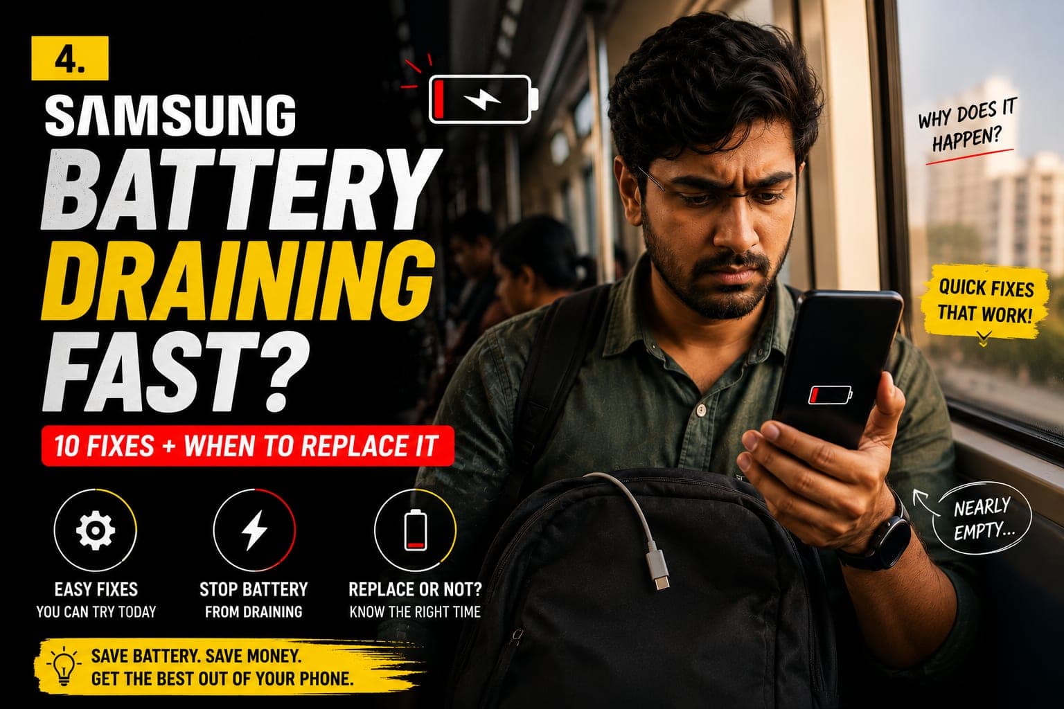 Samsung Galaxy Battery Draining Fast? 10 Fixes and When to Replace It